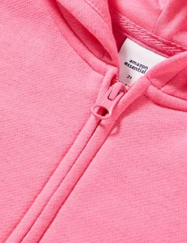 Amazon Essentials Girls' Fleece Zip-Up Hoodie Sweatshirt, Bright Pink, Small