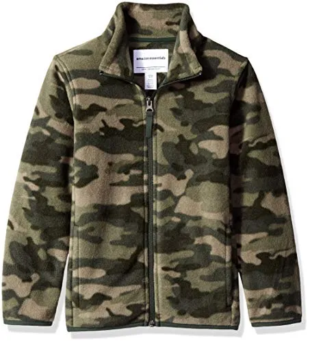 Amazon Essentials Kids Boys Polar Fleece Full-Zip Jacket, Camo Print, Medium