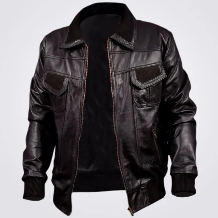 American Bomber Leather Jacket For Men