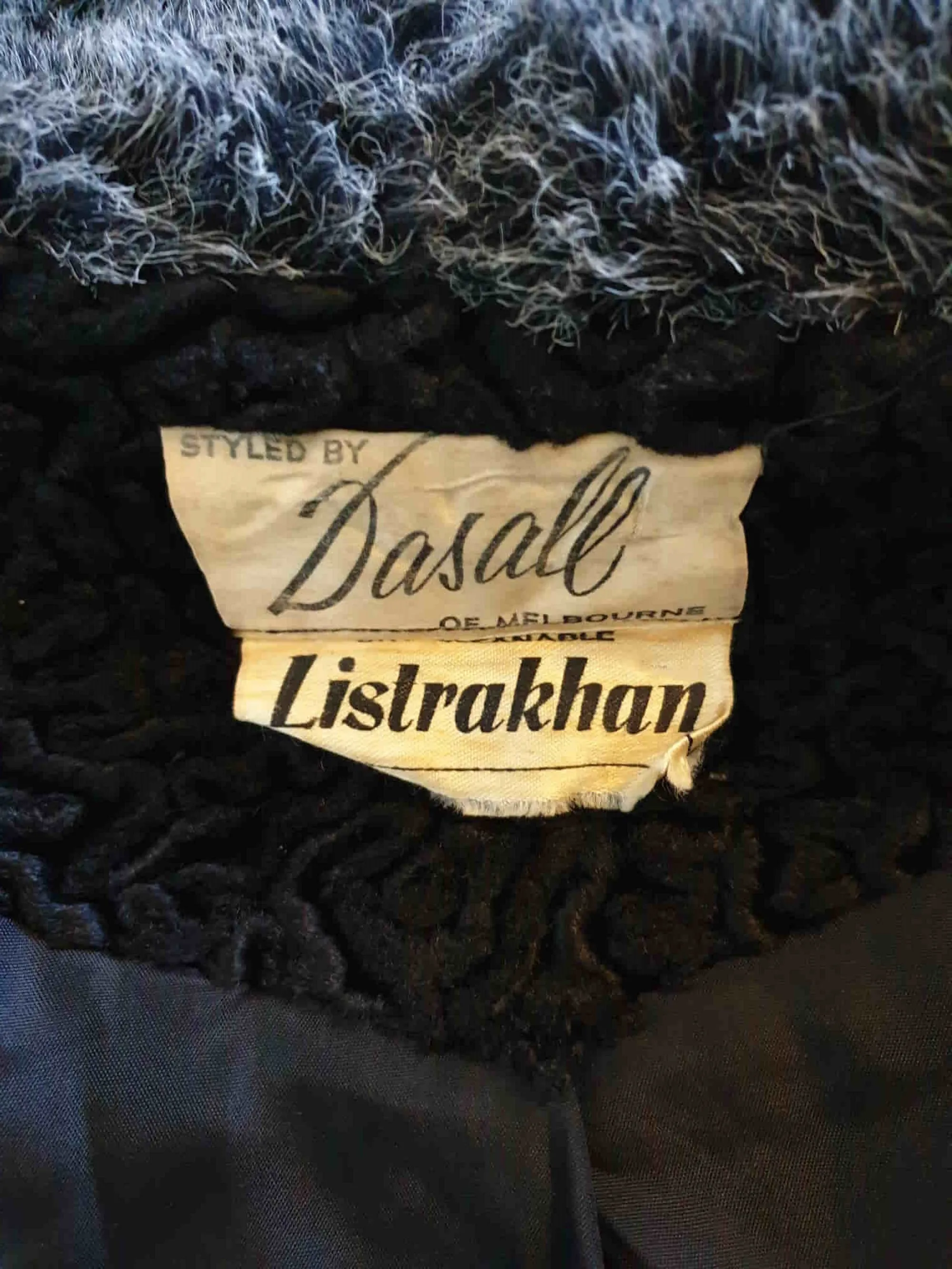 Astrakhan Coat With Faux Fur Collar by Dasall - L