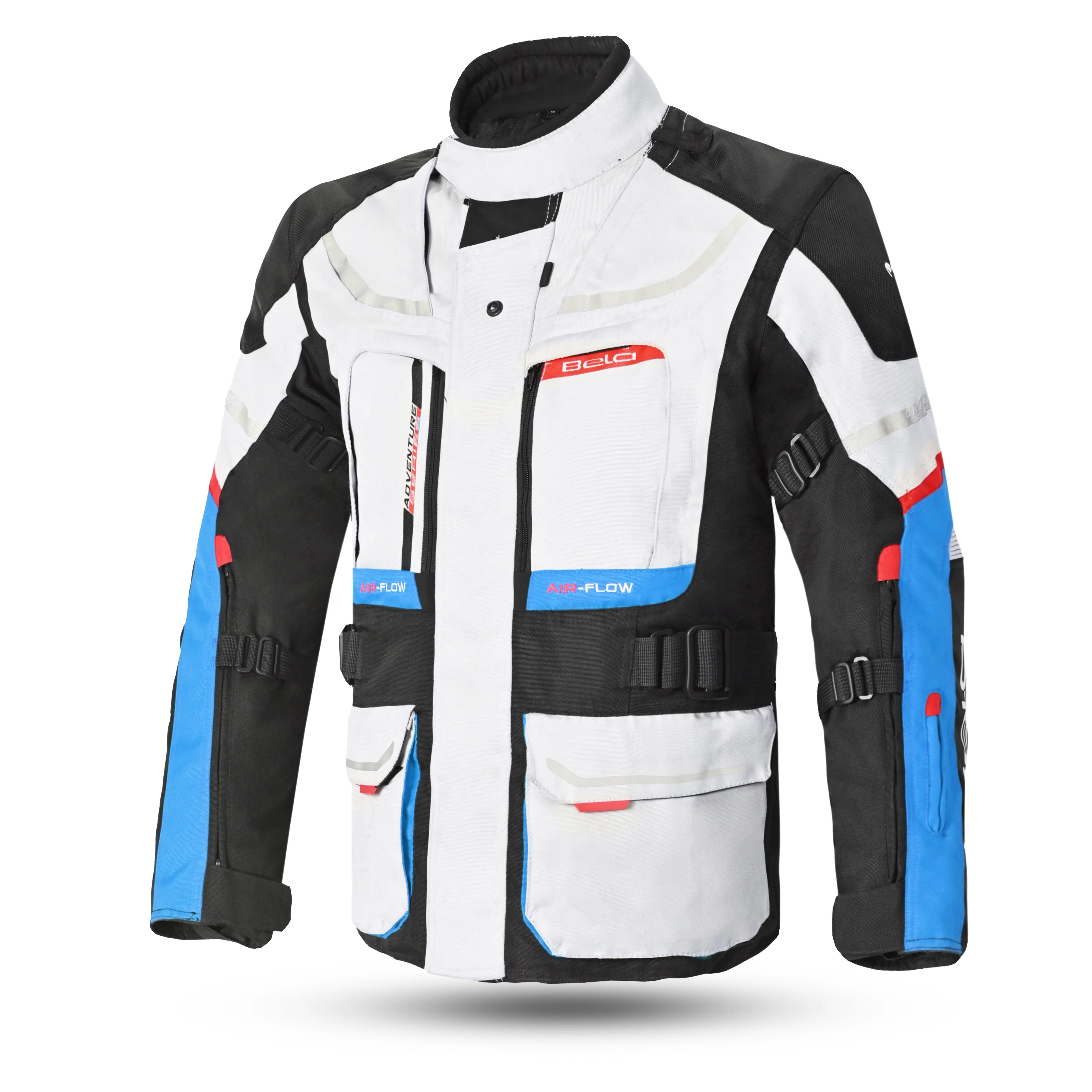 Bela Transformer Motorcycle Touring Water-Resistant Jacket Ice Black Blue