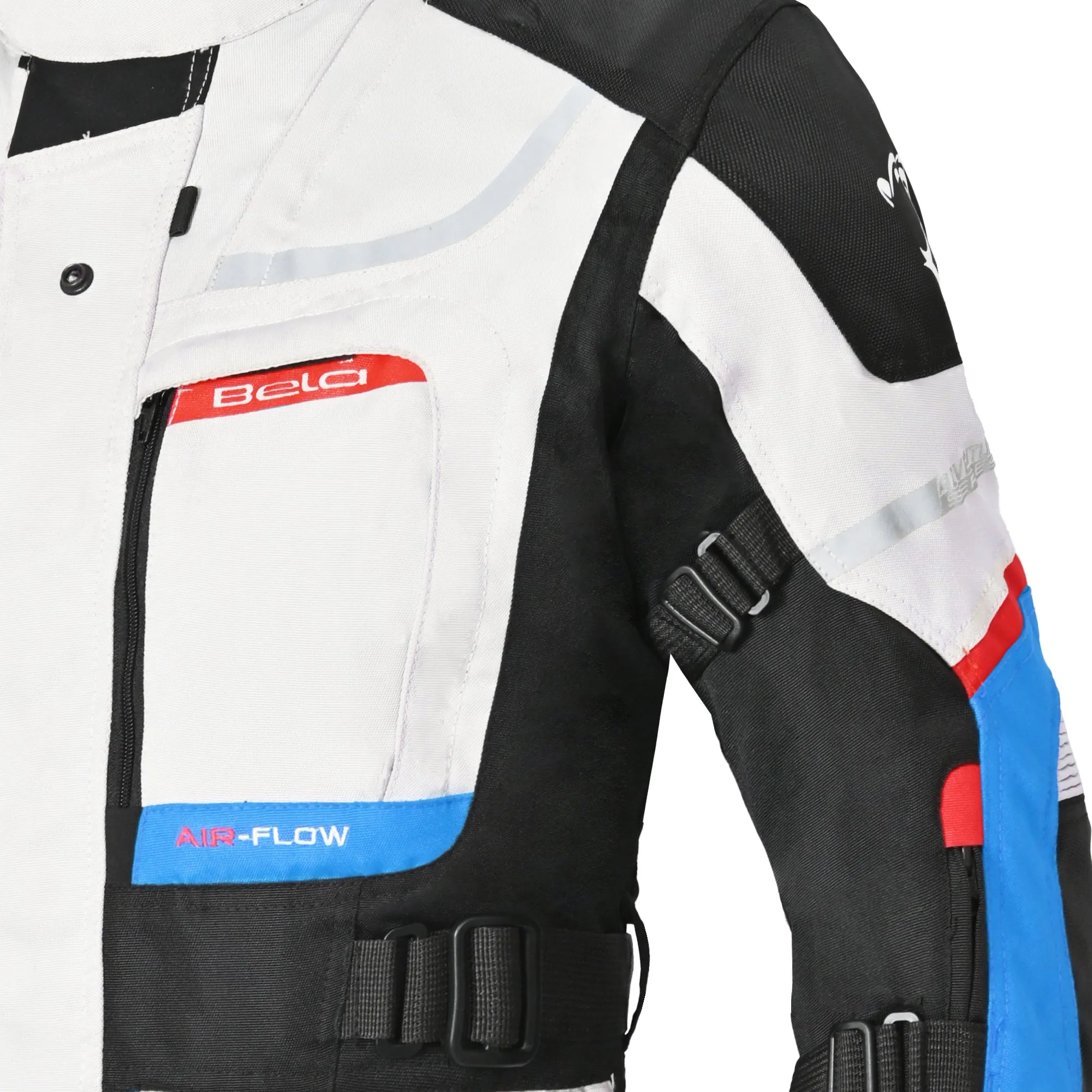 Bela Transformer Motorcycle Touring Water-Resistant Jacket Ice Black Blue