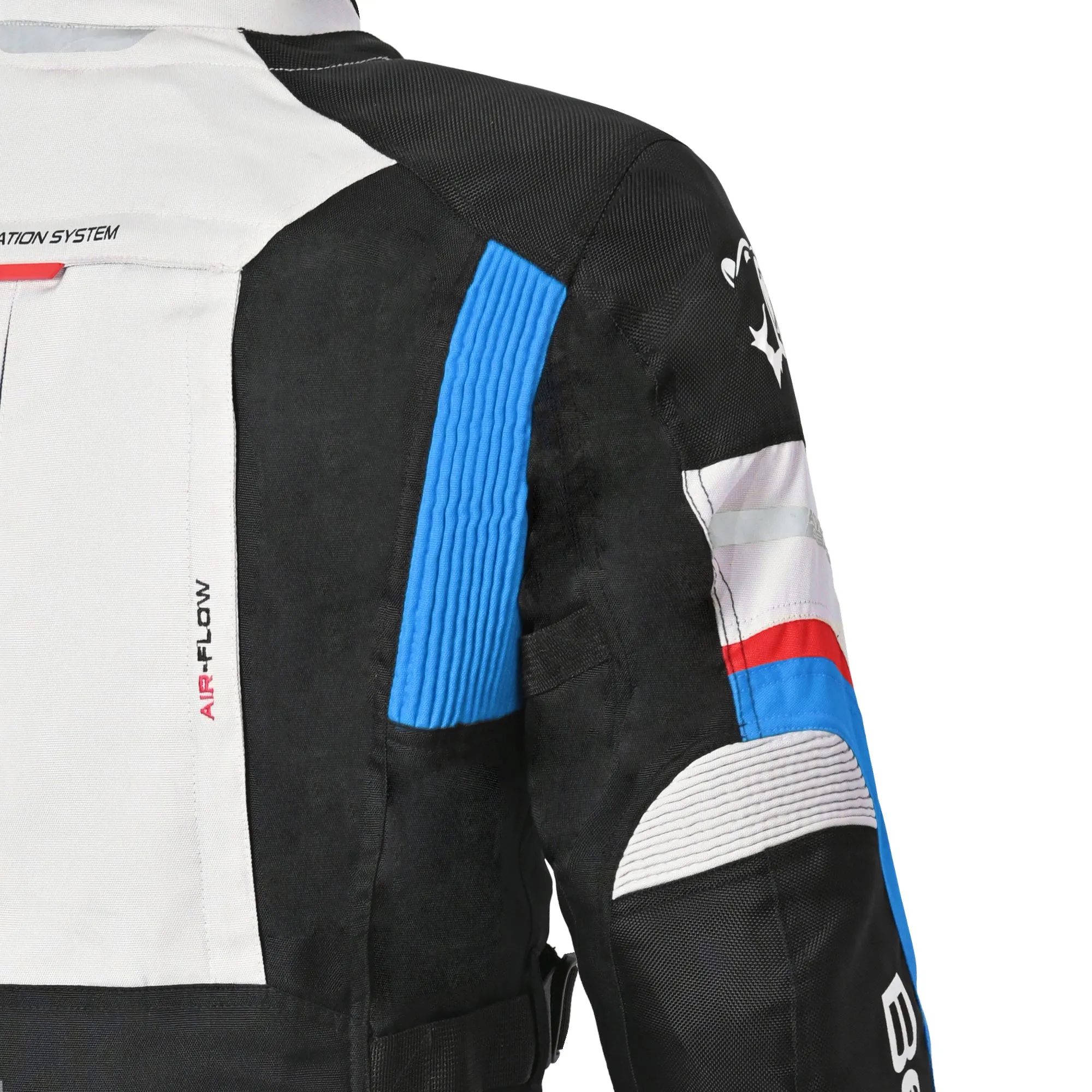 Bela Transformer Motorcycle Touring Water-Resistant Jacket Ice Black Blue