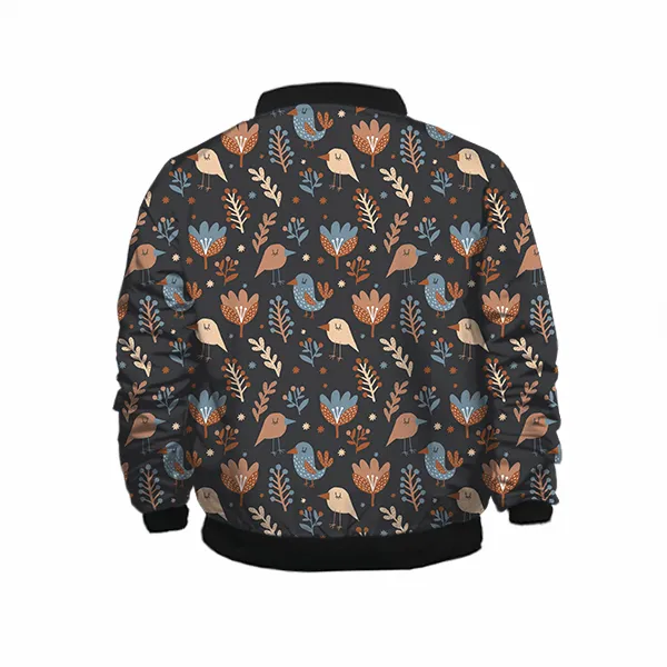 Birds Pattern Kids Bomber Jacket