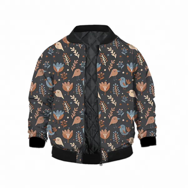 Birds Pattern Kids Bomber Jacket