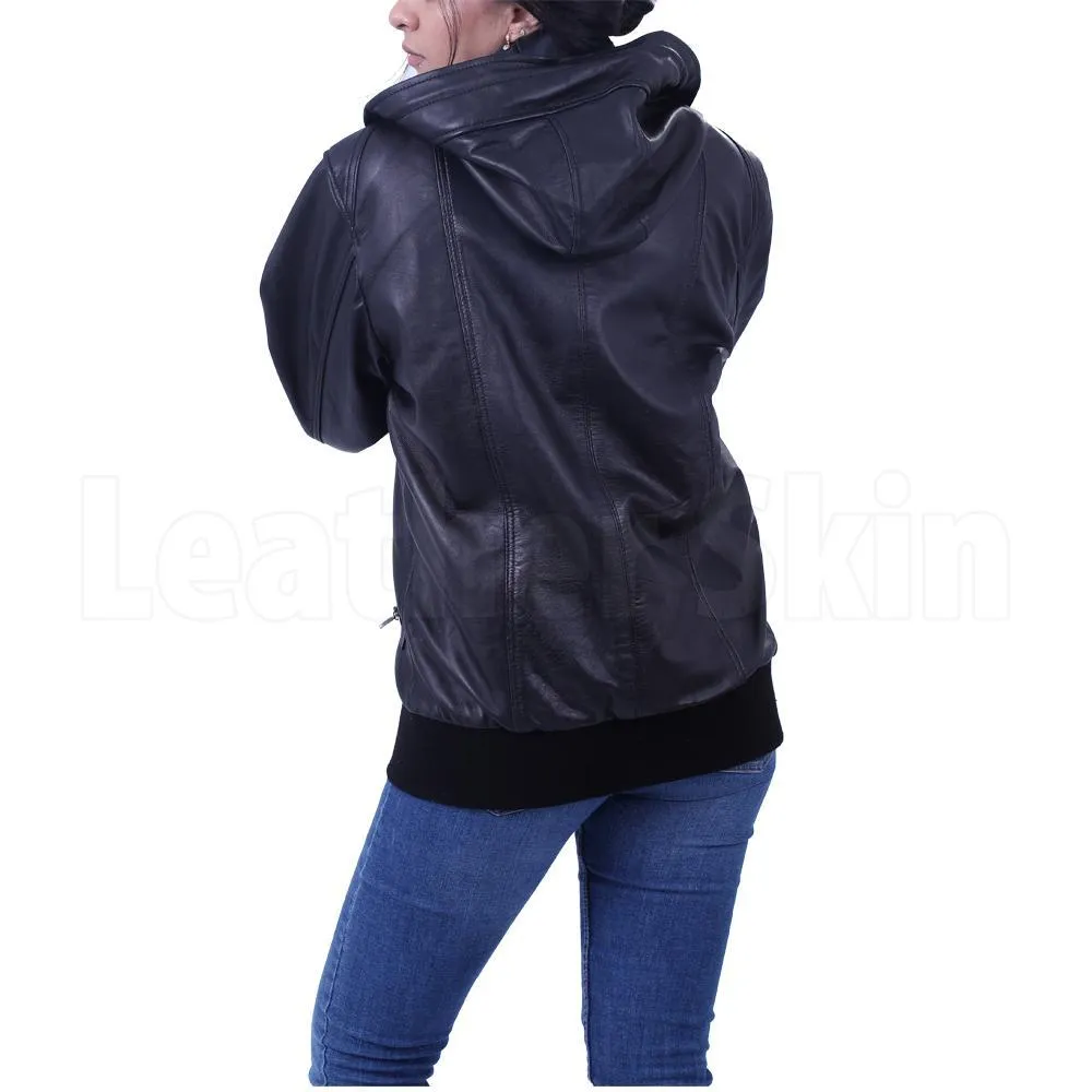 Black Hooded Leather Jacket