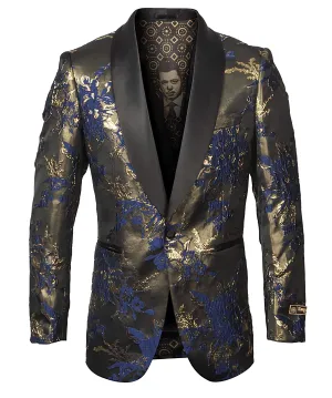 Blue Floral Pattern Sports Coat Slim Fit