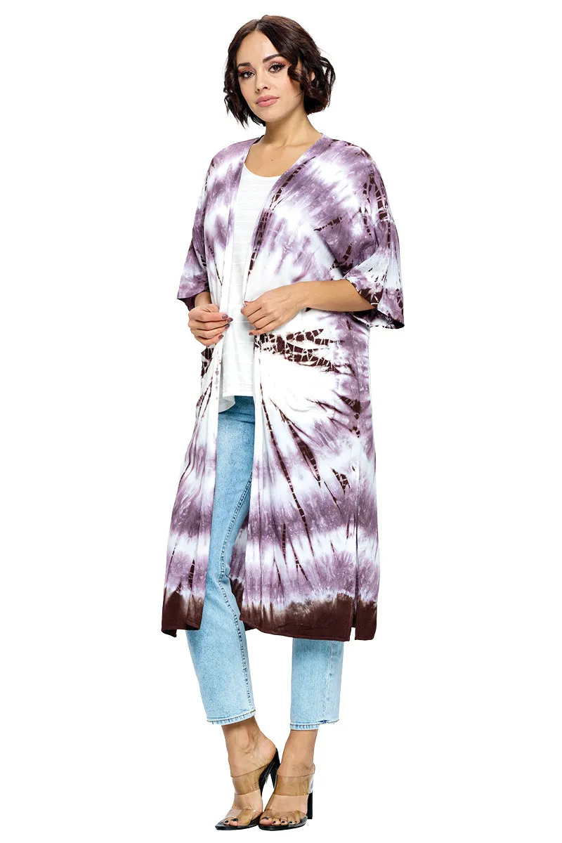 Blue Kimono Boho Style Tie Dye