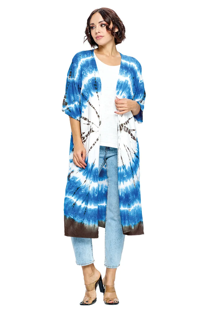 Blue Kimono Boho Style Tie Dye