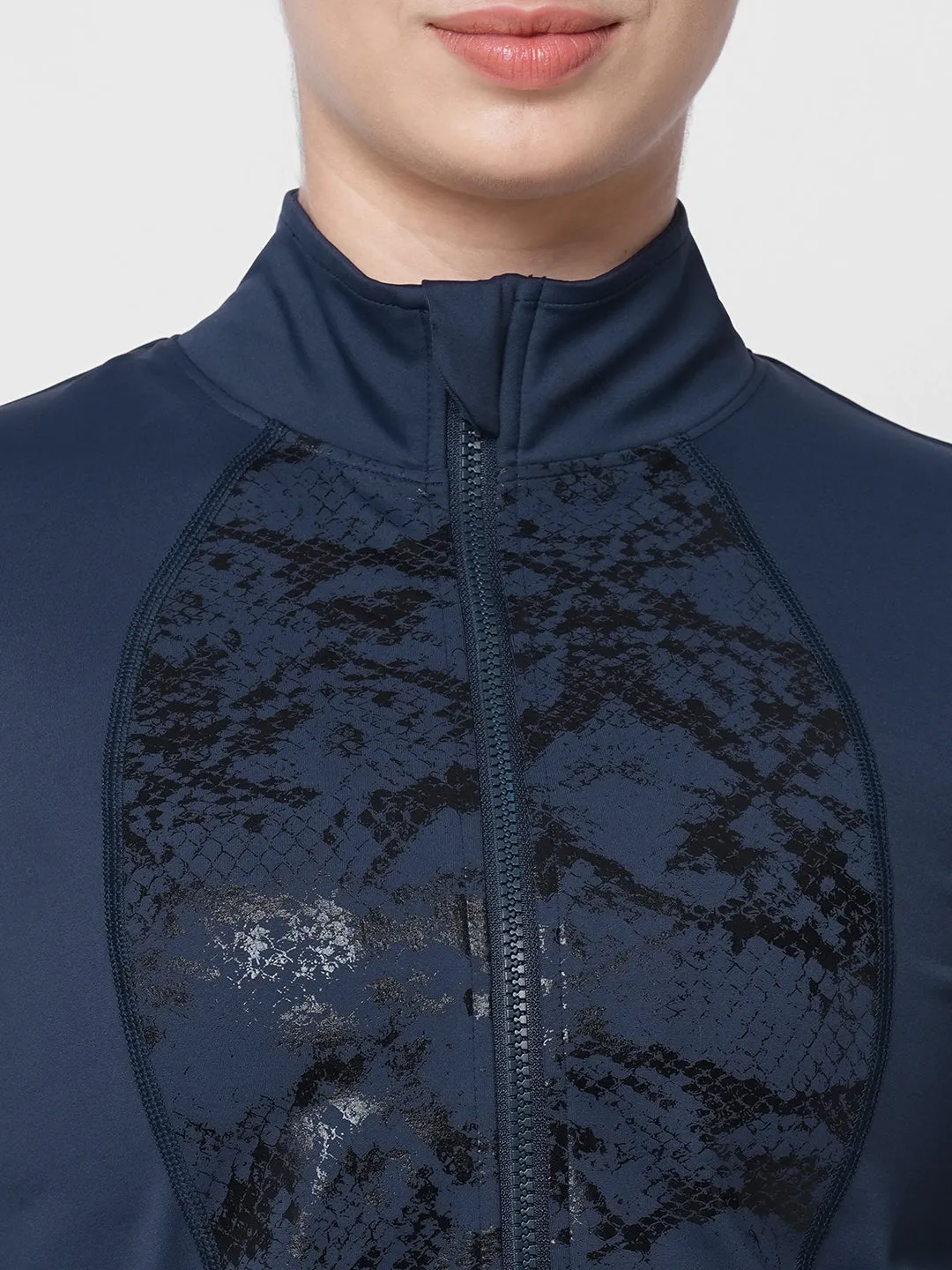 Blue snake print Slim Fit Active jacket