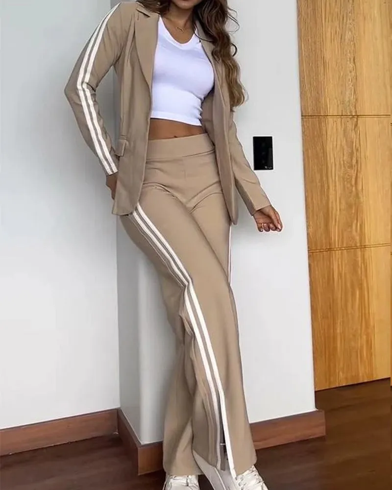 Casual Lapel Suit Wide-Leg Pants Two-Piece Suit