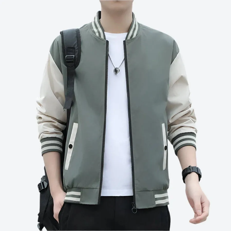 Casual Two-Tone Varsity Bomber Jackets