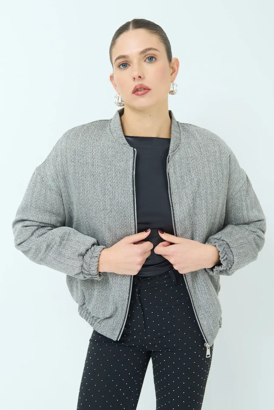 Casual zip-up jacket with collar wholesale