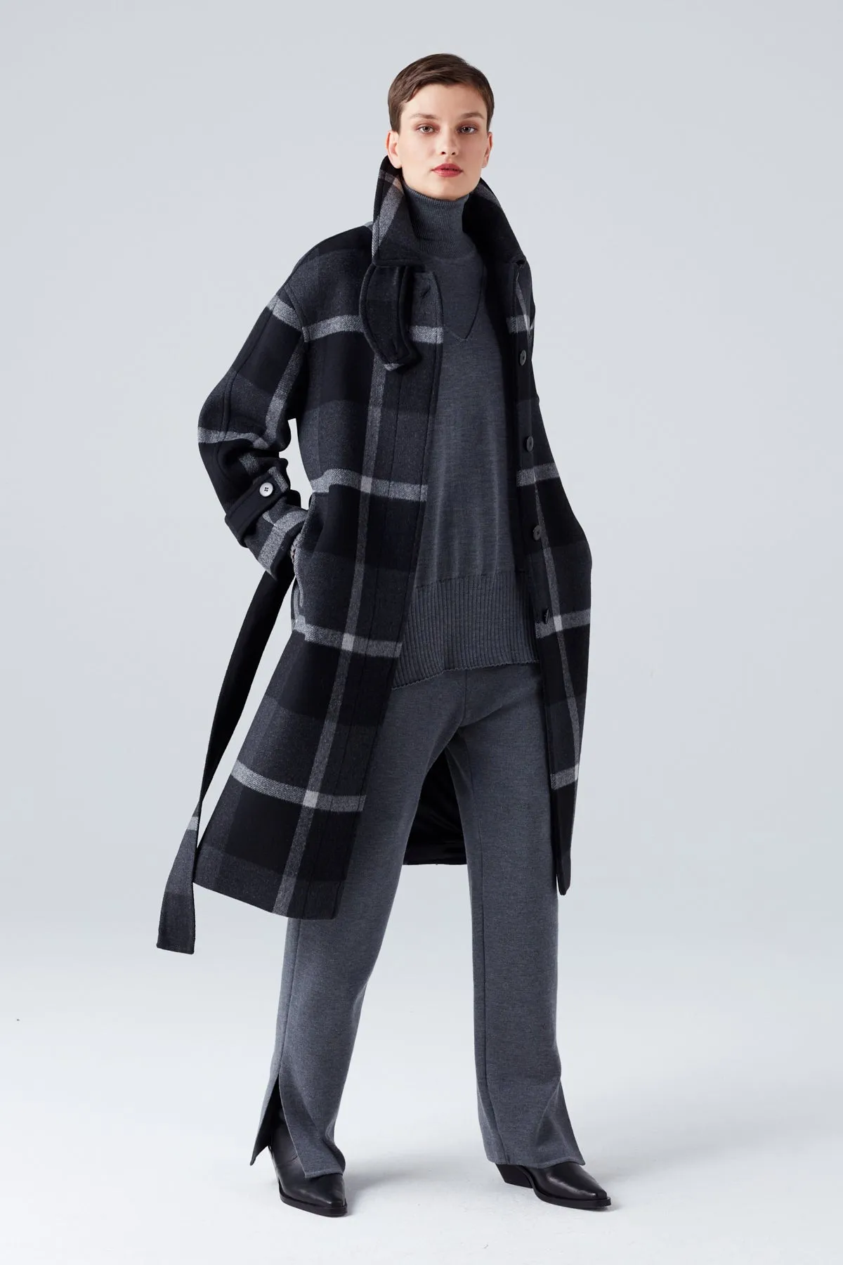 CITY WOOL COAT IN CHECKS