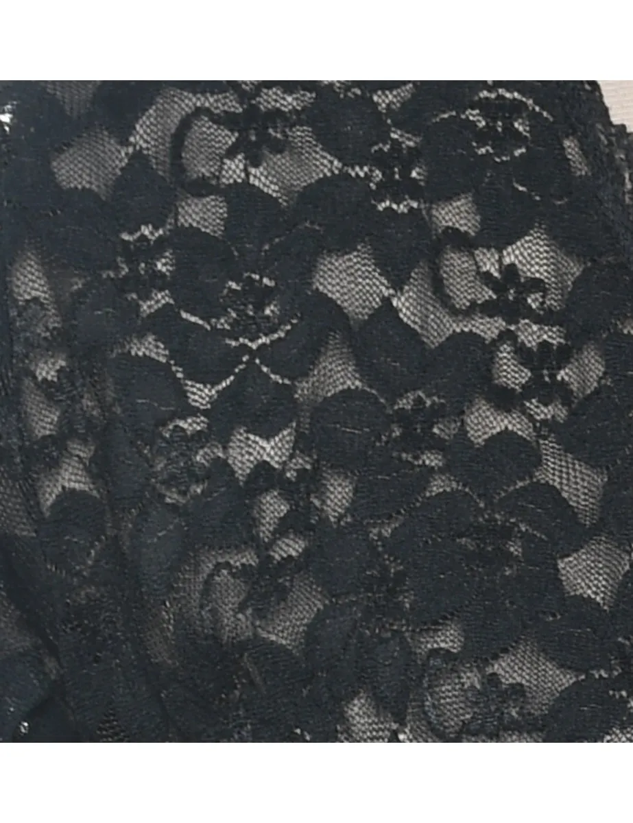 Classic Black Lace Y2K Evening Jacket - M