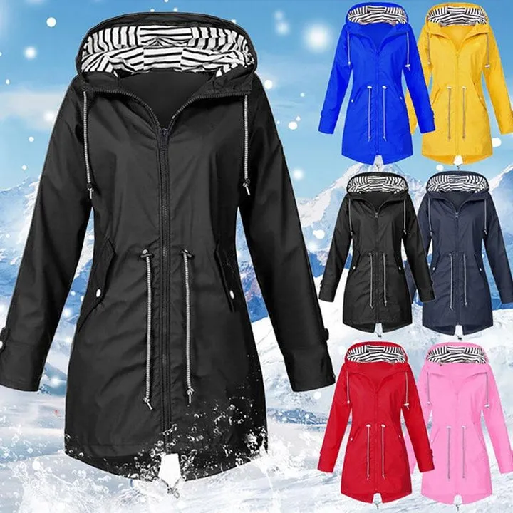 Classic Stylish Waterproof Outdoor Rain Jacket with Hood for Women | Perfect for Outdoor Activities