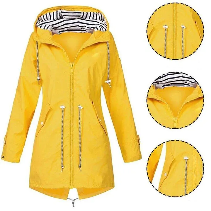 Classic Stylish Waterproof Outdoor Rain Jacket with Hood for Women | Perfect for Outdoor Activities