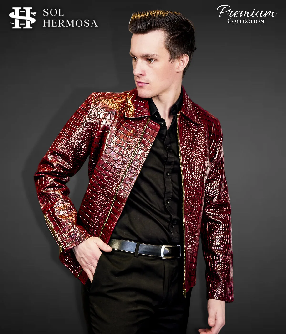 Crocodile Leather Jacket For Men - Hades