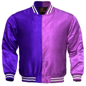 Custom Varsity Jackets Purple Pink Satin Jacket Mens Letterman Jacket