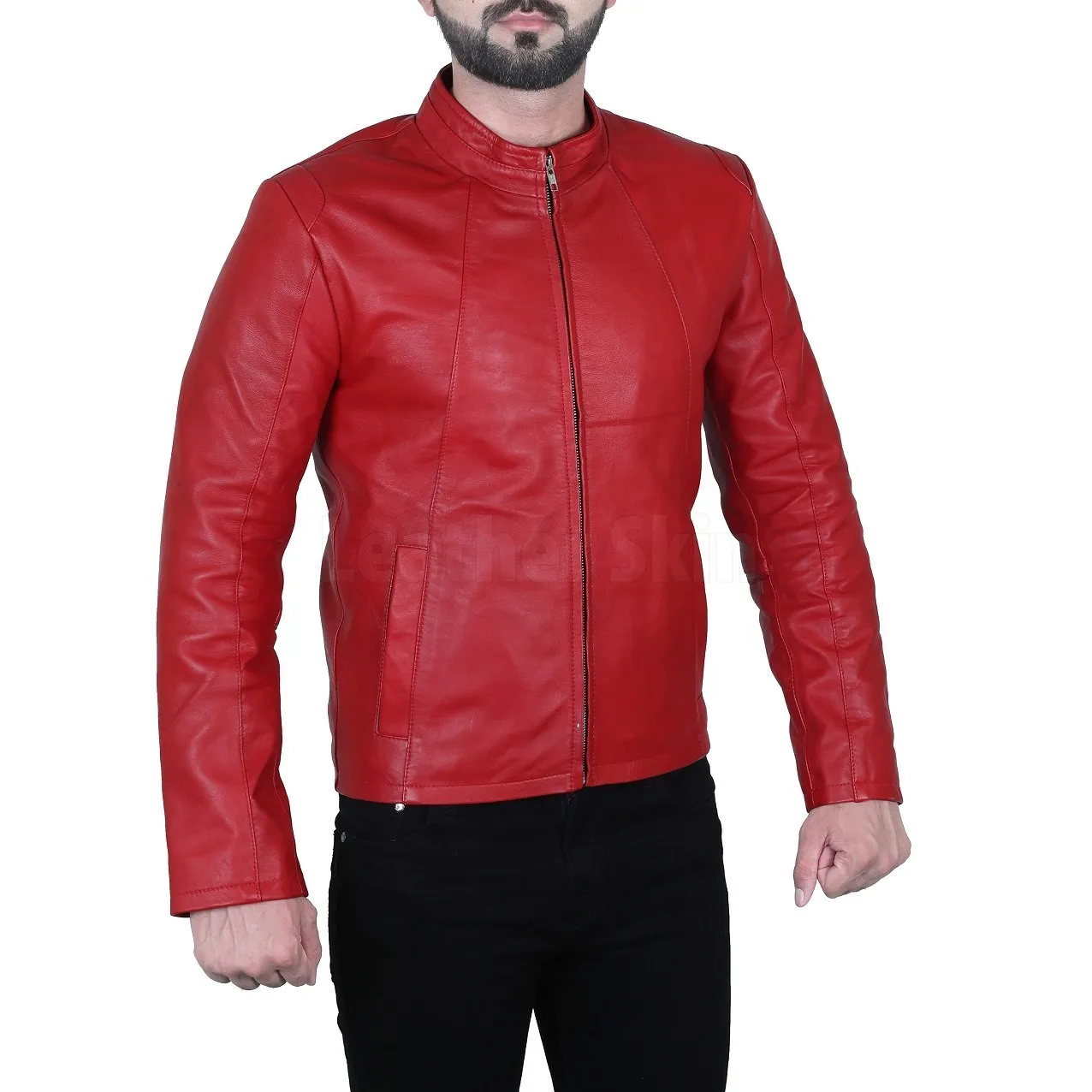 Dashing Red Biker Leather Jacket