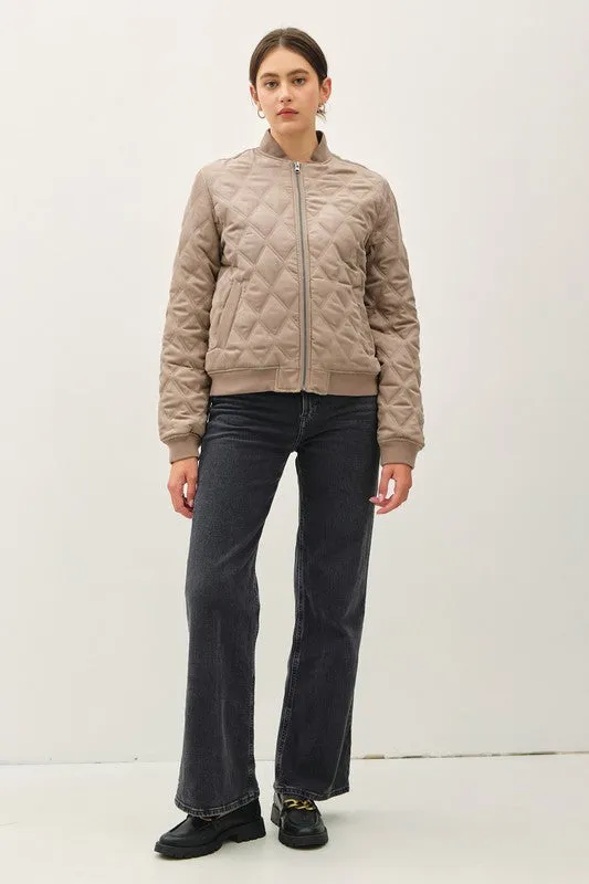 Diamond Quilted Bomber Jacket