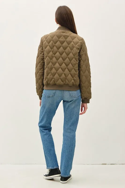 Diamond Quilted Bomber Jacket