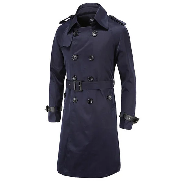 Double-breasted Slim Fit Trench Coat for Men