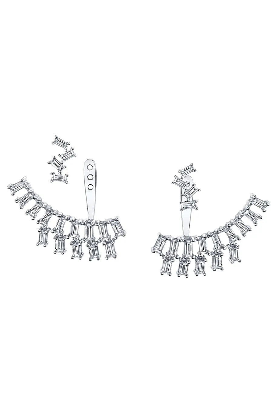 Double Row Diamond Baguette Ear Jackets