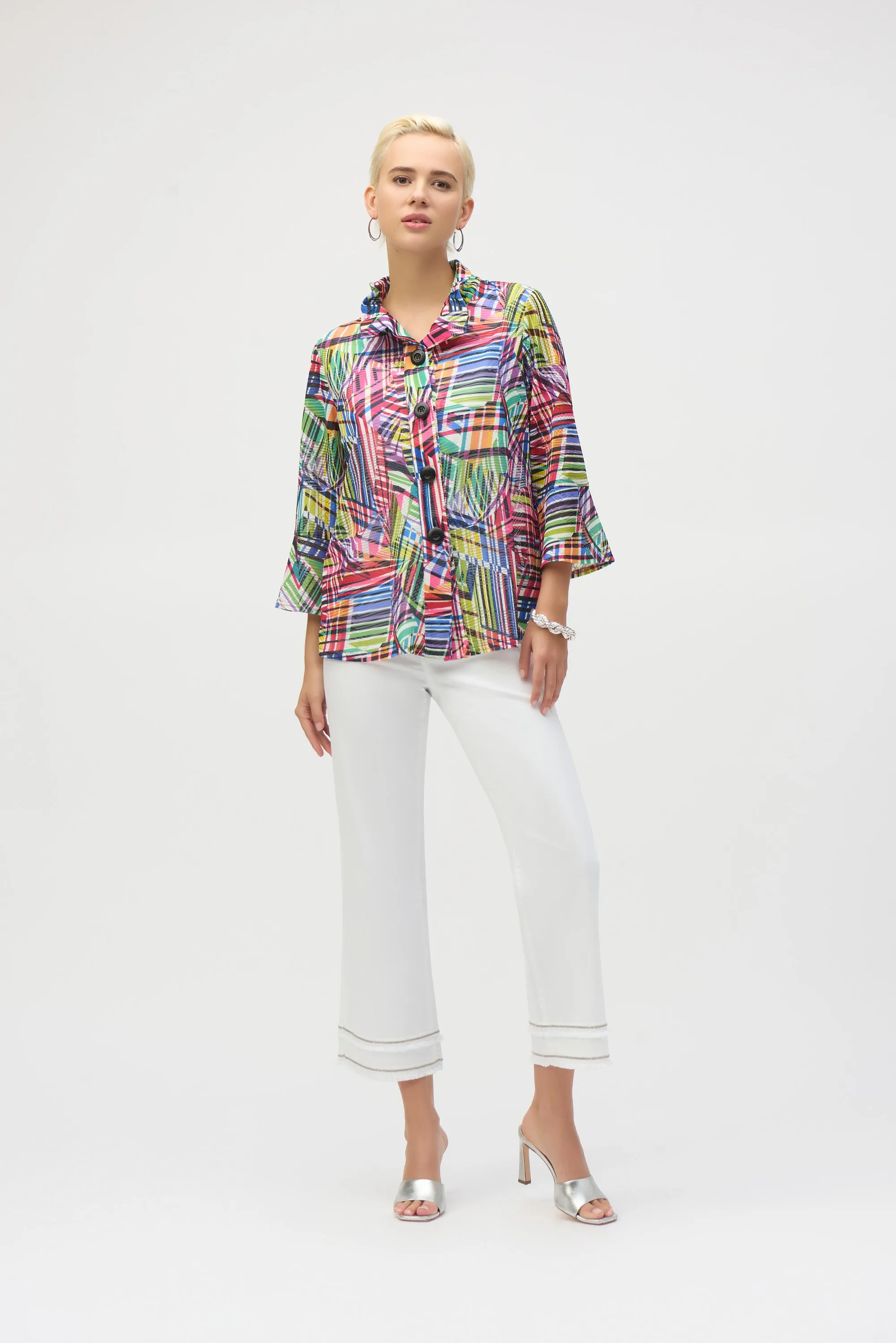 Geometric Print Button Front Jacket