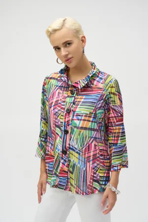 Geometric Print Button Front Jacket