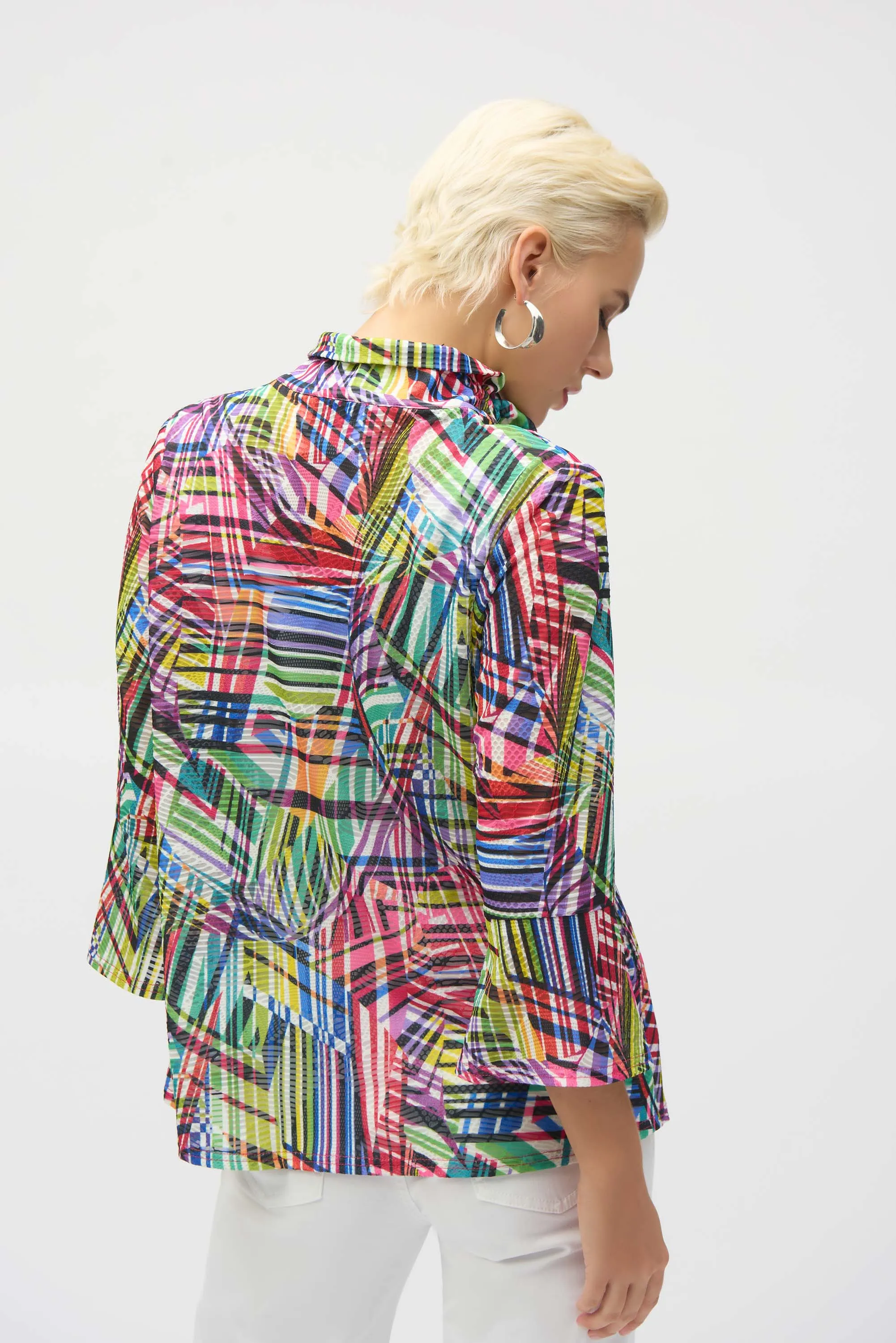 Geometric Print Button Front Jacket