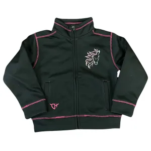 Girl's Black Blaze Horse Full Zip Jacket