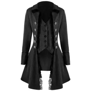 Gothic Casual Party Long Slim Plain Overcoat