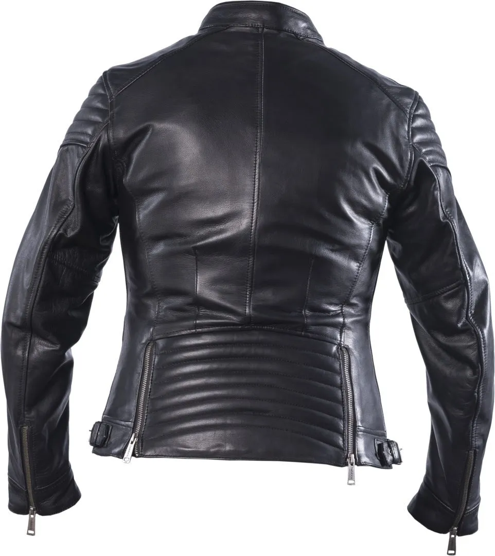 HELSTONS WOMENS STAR LEATHER MOTORCYCLE JACKET - SOFT BLACK