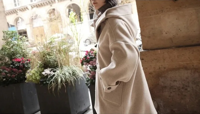 Hooded Winter Cotton Thick Loose Woolen Coat