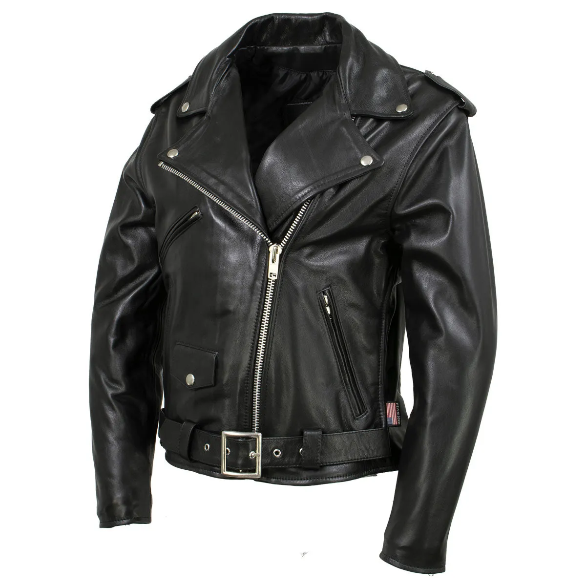 Hot Leathers JKL5004 USA Made Womens 'The Flaunt' Premium Black Classic Motorcycle Style Leather Jacket