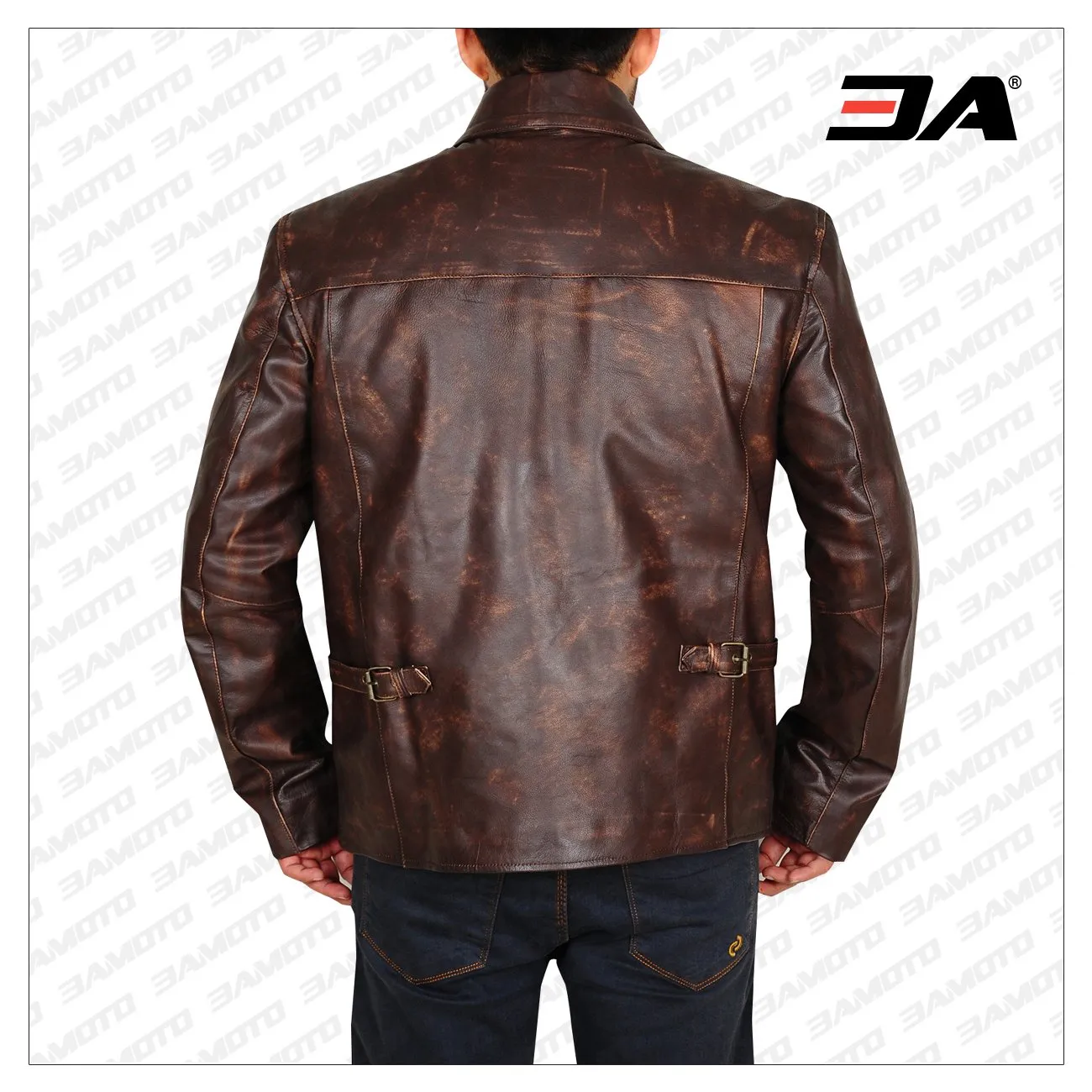 Indiana Jones Distressed Men Brown Leather Jacket