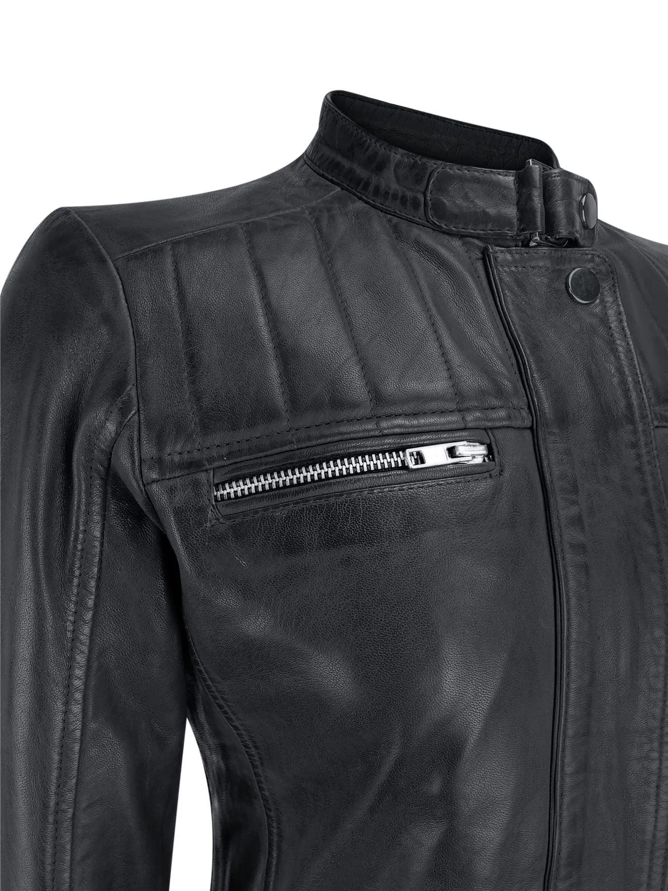 Infinity Brando' Ladies Women Timber Brown Classic Biker Style Leather Jacket