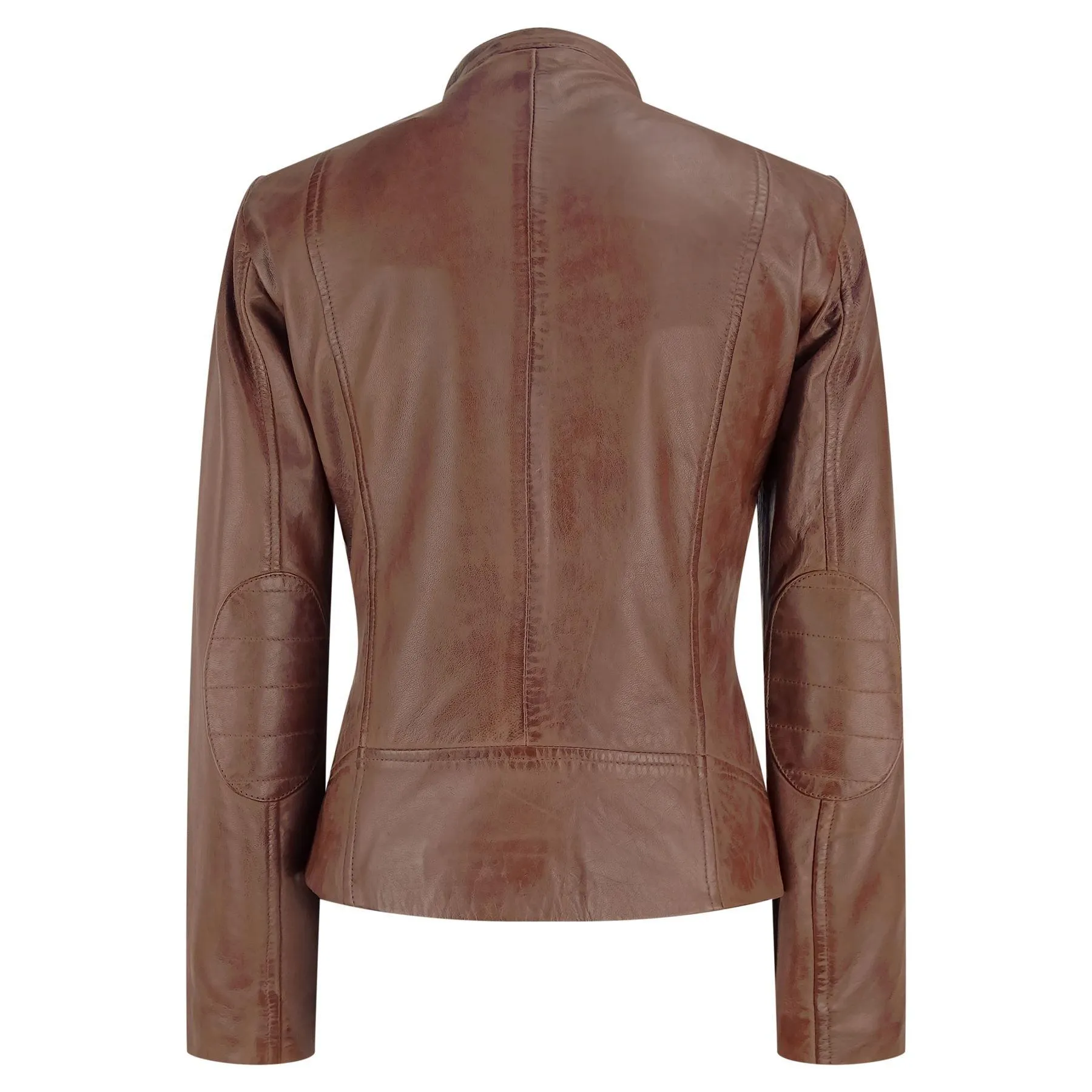 Infinity Brando' Ladies Women Timber Brown Classic Biker Style Leather Jacket