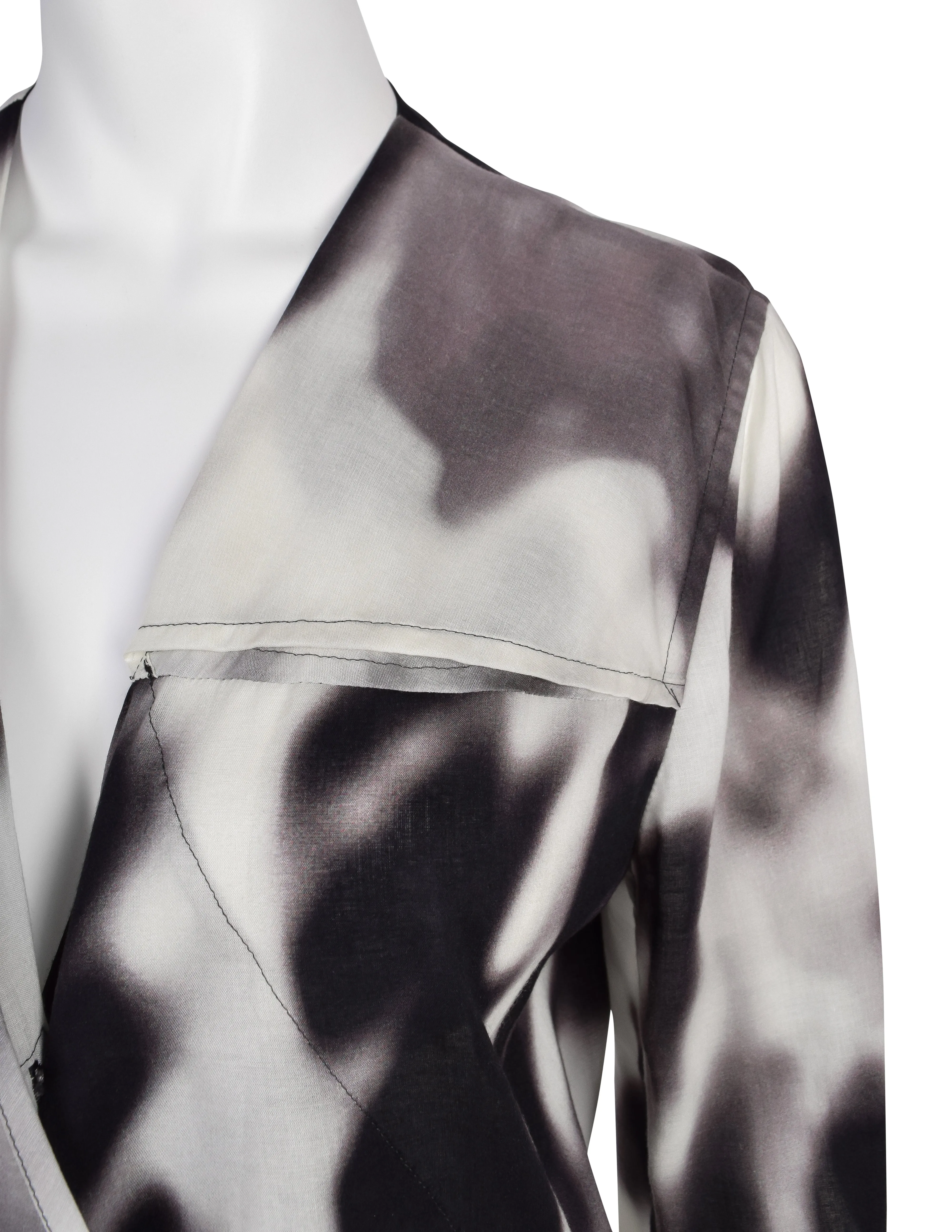 Issey Miyake Vintage Black Grey & White Blurred Abstract Print Jacket