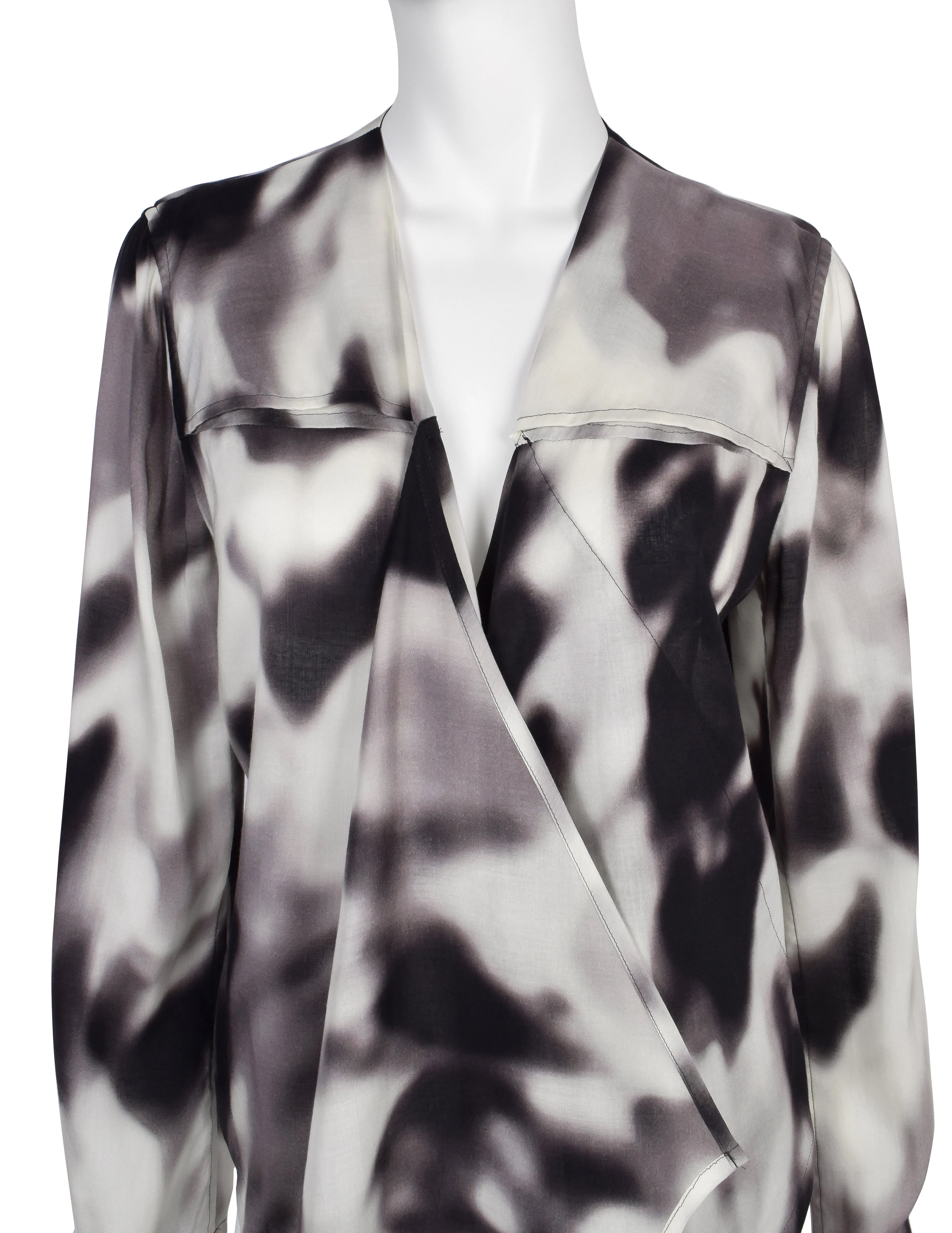 Issey Miyake Vintage Black Grey & White Blurred Abstract Print Jacket