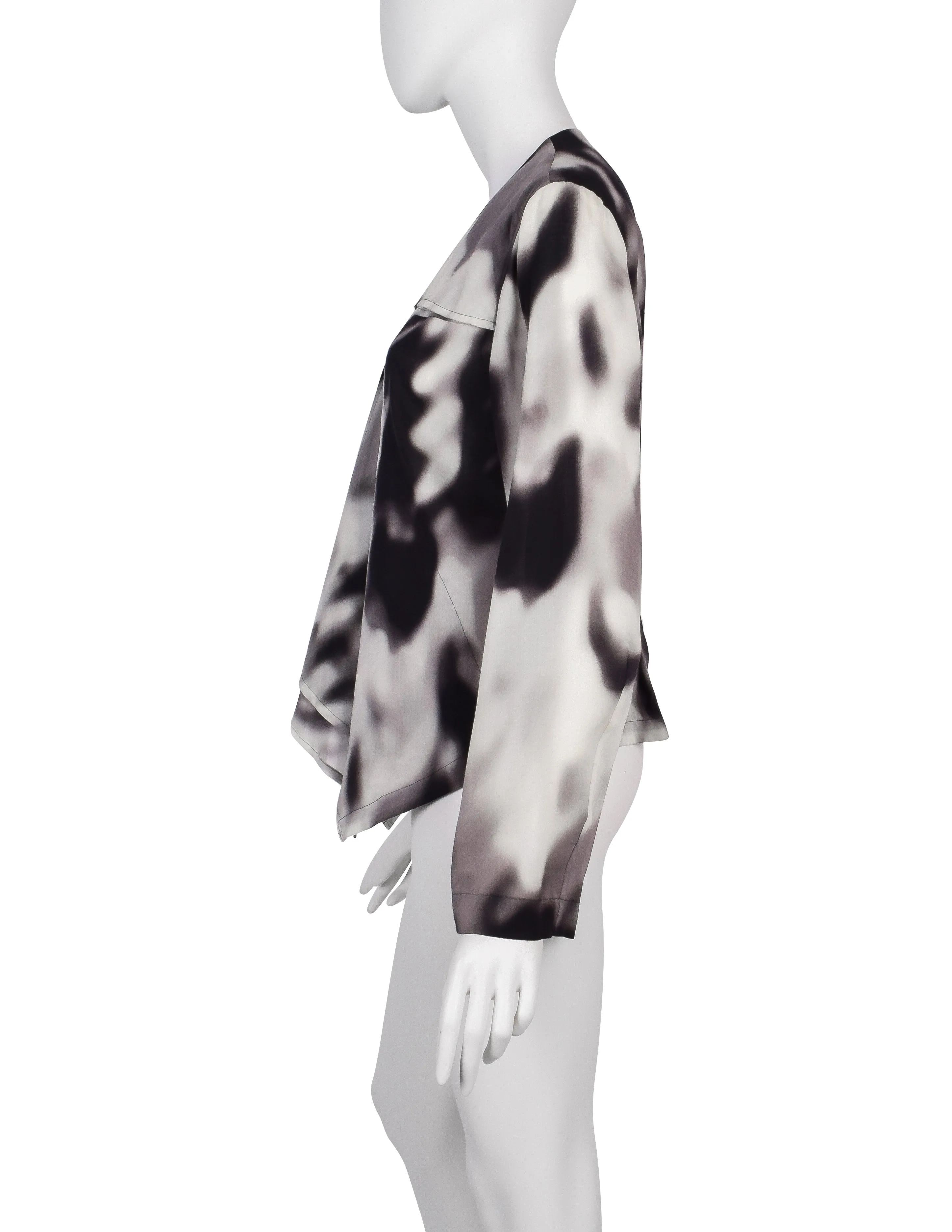 Issey Miyake Vintage Black Grey & White Blurred Abstract Print Jacket