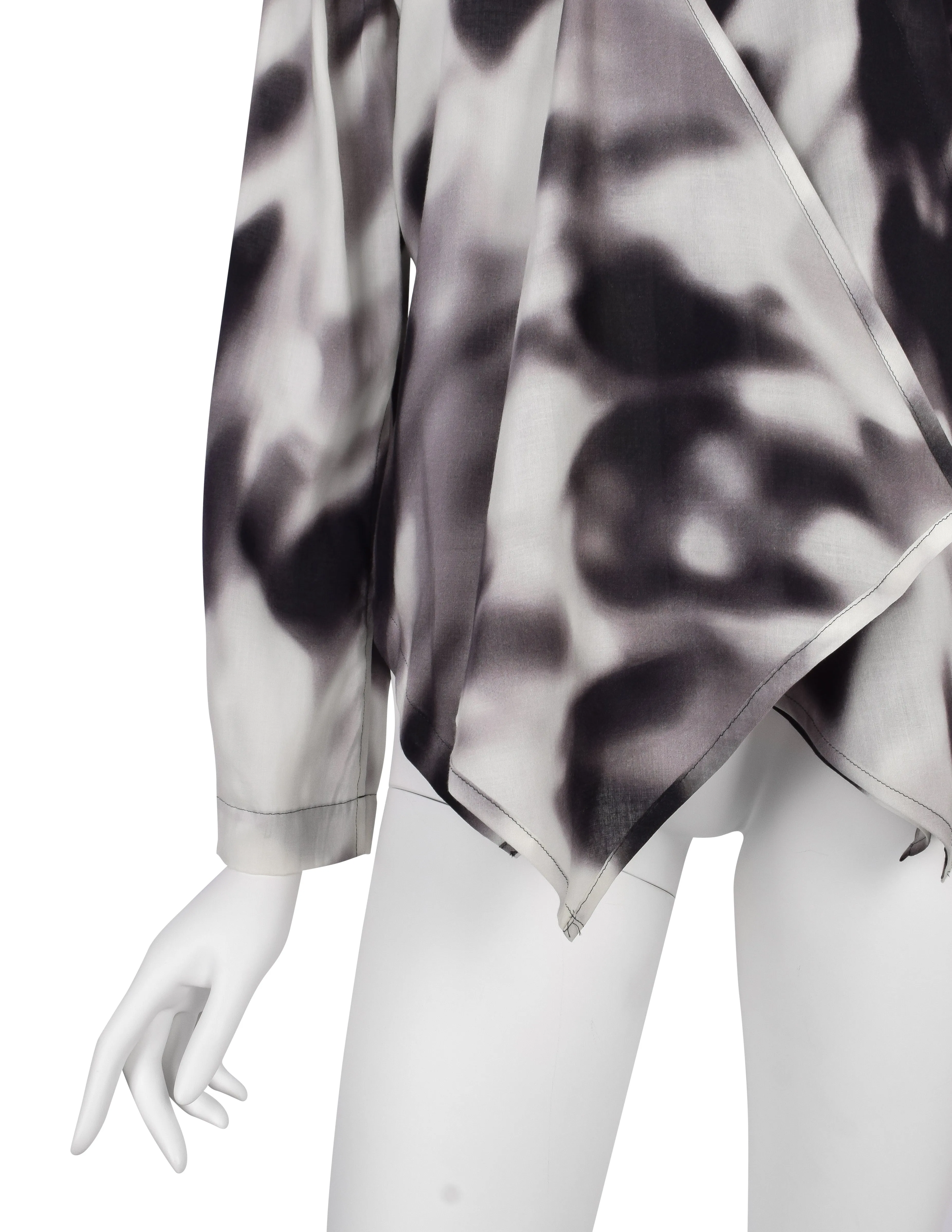 Issey Miyake Vintage Black Grey & White Blurred Abstract Print Jacket