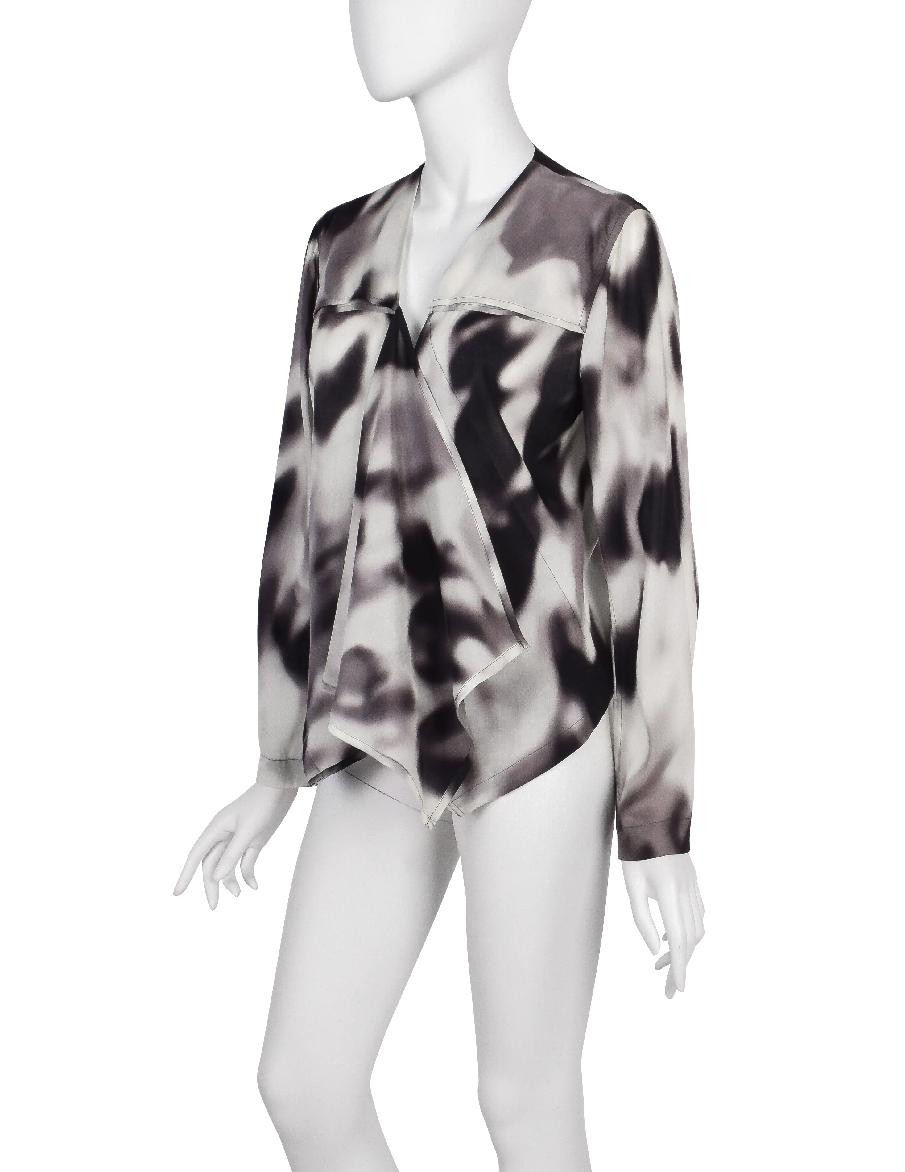 Issey Miyake Vintage Black Grey & White Blurred Abstract Print Jacket