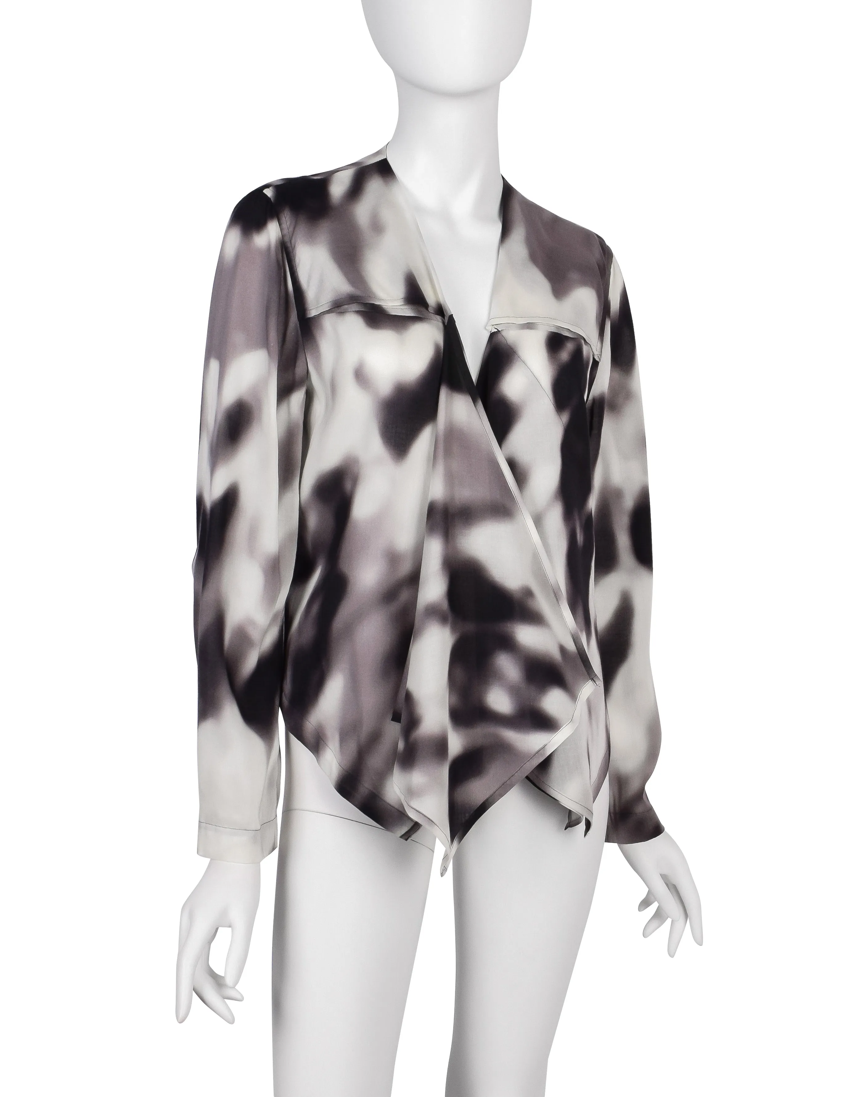 Issey Miyake Vintage Black Grey & White Blurred Abstract Print Jacket