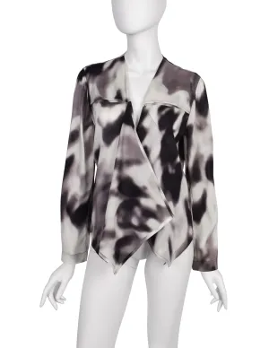 Issey Miyake Vintage Black Grey & White Blurred Abstract Print Jacket