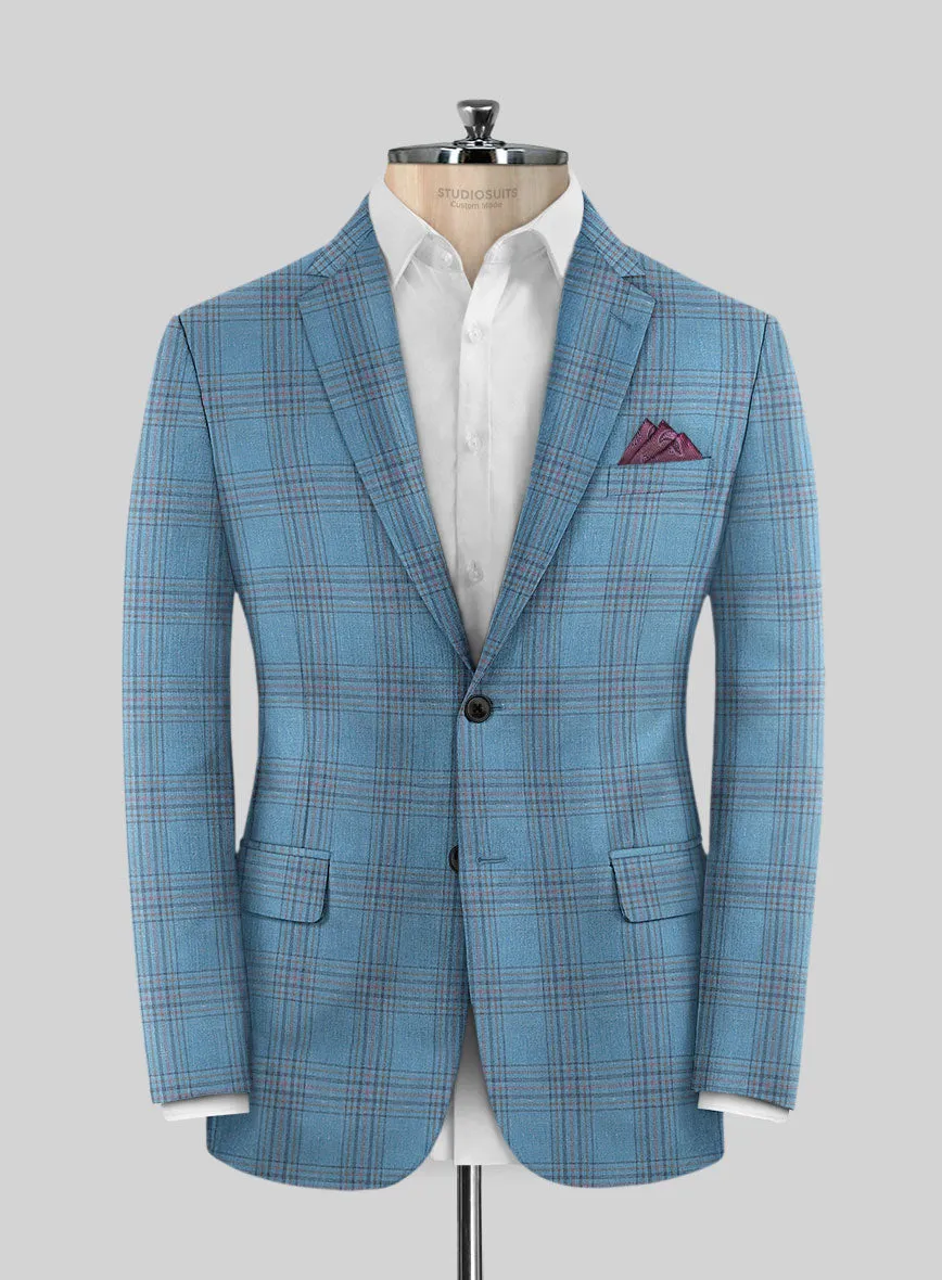 Italian Murano Beni Blue Wool Linen Silk Jacket