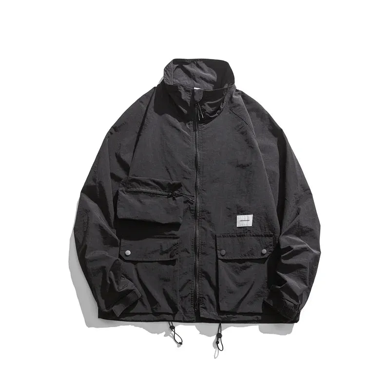 Japanese Streetwear Workwear Jacket with Stand-up Collar