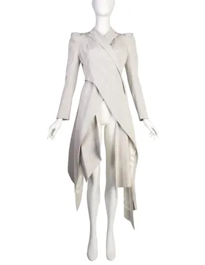 John Galliano Vintage SS 1995 Misia Diva Runway Extraordinary Dove Moire Tail Coat