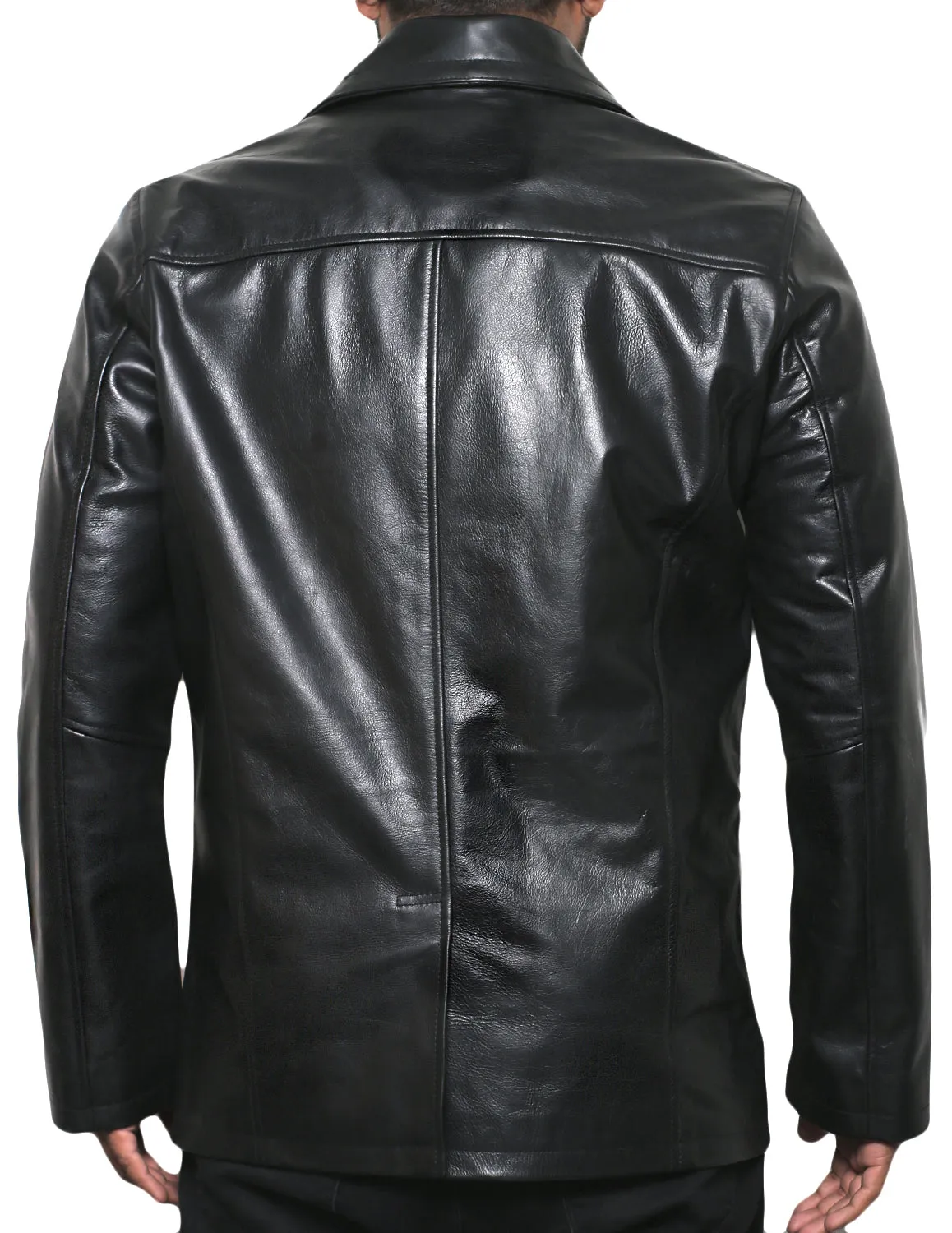 Leather Jackets Hub Mens Genuine Cowhide Leather Coat (Black, Classic Coat) - 1502832